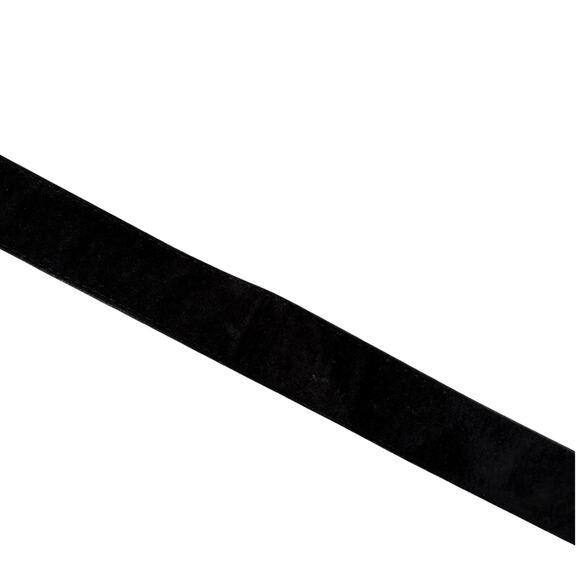 Vintage Black Velvet Belt Pearl Buckle Genuine Leather Y2K Coquette Preppy M - Picture 4 of 6